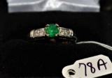 LADIES 1.02CTTW EMERALD & DIAMOND PLATINUM RING