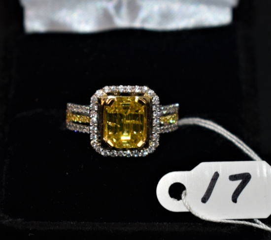LADIES 2.29CT YELLOW DIAMOND PLATINUM RING