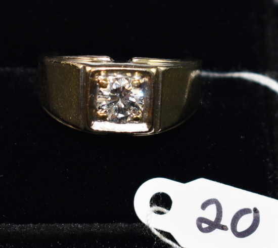 MEN 1.31CT DIAMOND SOITAIRE 14K GOLD RING