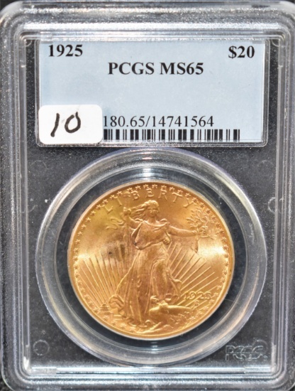 SCARCE 1924 SAINT GAUDENS $20 GOLD COIN PCGS MS65