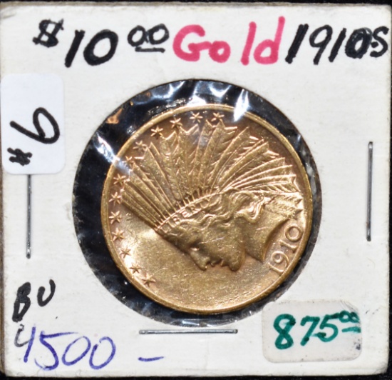 RARE 1910-S $10 INDIAN GOLD "ORIGINAL HOLDER"