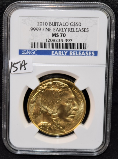 2010 $50 BUFFALO .9999 FINE GOLD COIN NGC MS70