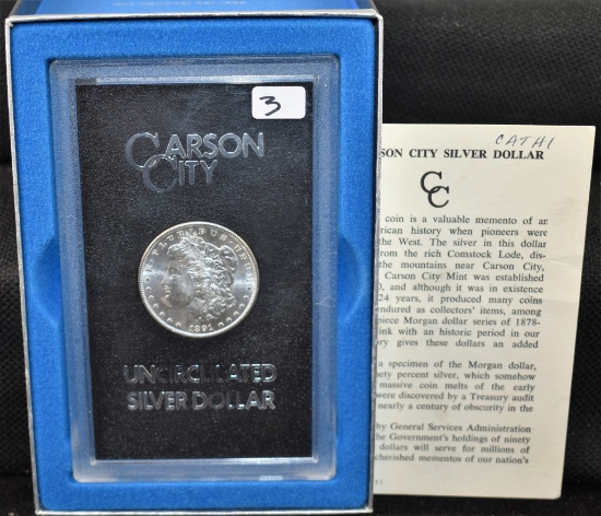 VERY RARE 1891-CC GSA BLACK BOX MORGAN DOLLAR