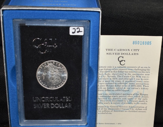 RARE KEY 1885-CC GSA BLACK BOX MORGAN DOLLAR