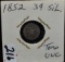 1852 TONED UNC 3 CENT SILVER FROM SAFE DEPOSIT
