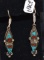 LOVELY PAIR OF TIBETIAN TURQUOISE & CORAL EARRINGS