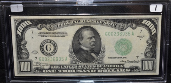 CHOICE $1000.00 FEDERAL RESERVE NOTE SERIES 1934A
