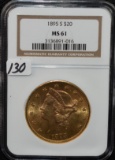 1895-S $20 LIBERTY GOLD COIN NGC MS61