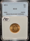 1901-S $5 LIBERTY GOLD COIN NNC MS65