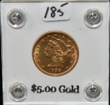 1898 $5 LIBERTY HALF EAGLE GOLD COIN
