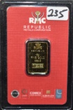 RMC 5 GRAM 999.9 FINE GOLD INGOT IN ORIGINAL HOLDR