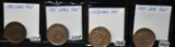 FOUR EARLY 1850'S LARGE CENTS