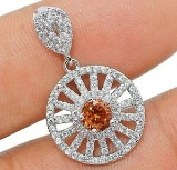 Padparadscha Sapphire & Topaz Sterling Silver Pent