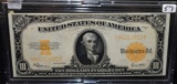 CHOICE XF/AU $10 GOLD COIN NOTE SERIES 1922 LG