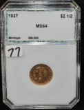 SCARCE 1927 $2 1/2 INDIAN HEAD GOLD COIN PCI MS64