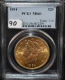 1894 $20 LIBERTY GOLD COIN PCGS MS61