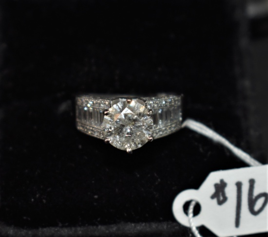 1.80CT SOLITAIRE & 1.20CTTW DIAMOND 14K GOLD RING