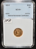 1925-D $2 1/2 INDIAN HEAD GOLD COIN - NNC MS64+