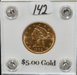 1902-S CHOICE BU+ $5 LIBERTY GOLD COIN