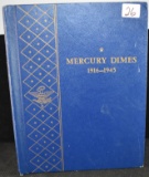 MERCURY DIME BOOK WITH 77 COINS