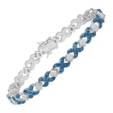 XOXO Tennis Bracelet with Blue Diamond