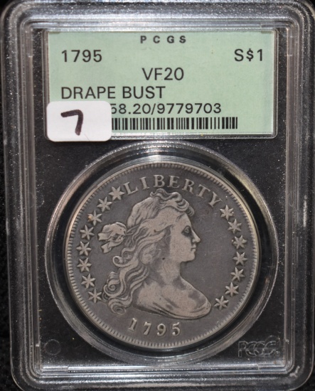 RARE 1795 DRAPE BUST DOLLAR - PCGS VF20