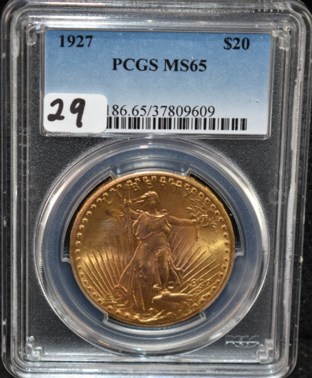 1927 $20 SAINT GAUDENS GOLD DOUBLE EAGLE PCGS MS65