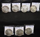 7 GEM BU++ MIXED DATE & MINT MORGAN DOLLARS