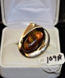 LADIES CRAZY LACE AGATE 14K YELLOW GOLD RING