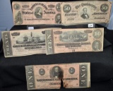 5 CONFEDERATE NOTES $100, $50, $20, $10, $1 -AS-IS