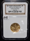 1995W OLYMPIC'S $5 TORCH RUNNER GOLD COIN NGC MS70