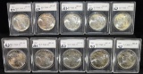 9 MS64 1922 & 1 MS64 1923 PEACE DOLLARS