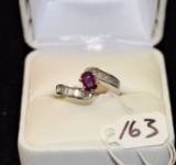 LADIES 1.27CTTW RUBY & DIAMOND 14K WHITE GOLD RING