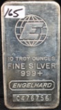 ENGELHARD TEN TROY OZ .999+ FINE SILVER INGOT