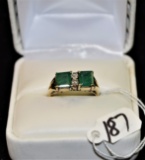 LADIES 1.56CTTW EMERALD & DIAMOND 14K GOLD RING