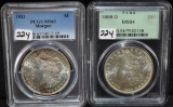 1899-0 MORGAN PCGS MS64 & 1921 MORGAN PCGS MS63