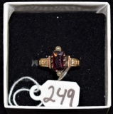 LADIES VINTAGE 1.31CT GARNET & PEARL 10K RING