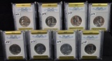 8 CONSECUTIVE DATE PR70 FRANKLIN HALF DOLLARS