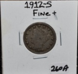 KEY DATE 1912-S F+ LIBERTY V NICKEL