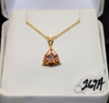 LADIES 2.72CTTW 14K YELLOW GOLD ZIRCON PENDANT