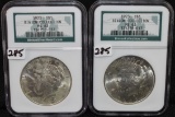 2 BINION COLLECTION 1923 PEACE DOLLARS NGC MS63