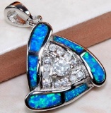 AUSTRALIAN OPAL INLAY & WHITE TOPAZ SOLID STERLINT