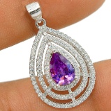 6CT AMETHYST & WHITE TOPAZ STERLING SILVER PENDANT