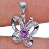 PINK SAPPHIRE & TOPAZ STERLING SILVER BUTTERFLY PT