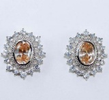 PADARASCHA SAPPHIRE & WHITE TOPAZ EARRINGS