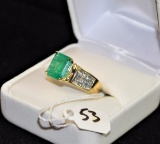 LADIES 4.98CTTW EMERALD & DIAMOND 14K GOLD RING