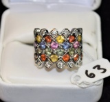 LADIES 7.21CTTW 18K MULTI-COLORED GEMSTONE RING