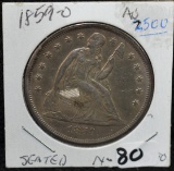 RARE 1859-0 AU SEATED DOLLAR FROM SAFE DEPOSIT