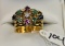 LADIES GEMSTONE AND DIAMOND 18K YELLOW GOLD RING