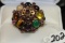 LADIES 18K YELLOW GOLD MULTI COLORED STONE RING